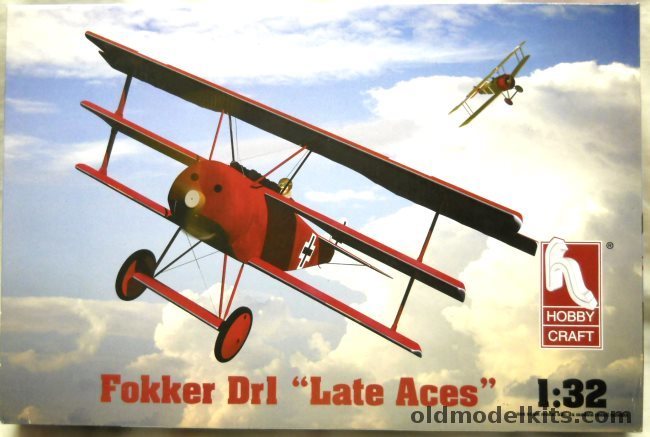 Hobby Craft 1/32 Fokker DR-1 Triplane Late Aces  With Copper State Instrument Set - 425/17 Red Baron von Richthofen JG1 1918 / 450/17 J Jacobs Jasta 17 1918 / 577/17 R Klimke Jasta 27 1918 / 206/17 Hermman Goring Jasta 27 1918, HC1698 plastic model kit